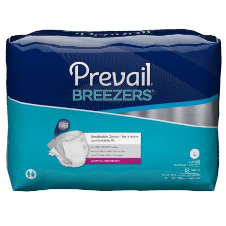 Unisex Adult Incontinence Brief Prevail® Breezers® Large Disposable Heavy Absorbency