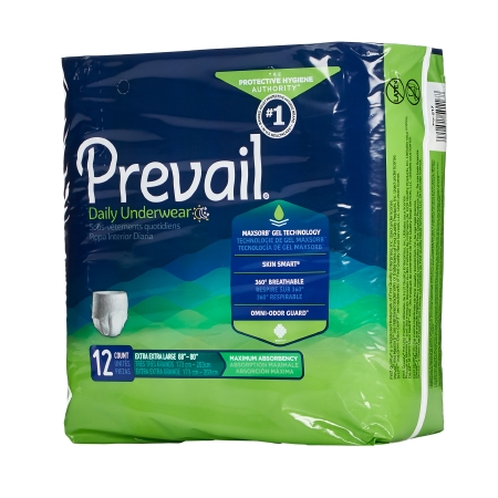 Unisex Adult Absorbent Underwear Prevail® Daily Underwear Pull On with Tear Away Seams 2X-Large Disposable Moderate Absorbency