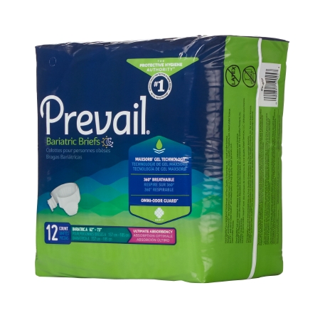 Unisex Adult Incontinence Brief Prevail® Bariatric A 2X-Large Disposable Heavy Absorbency