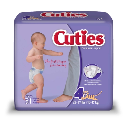 Unisex Baby Diaper Cuties® Size 4 Disposable Heavy Absorbency