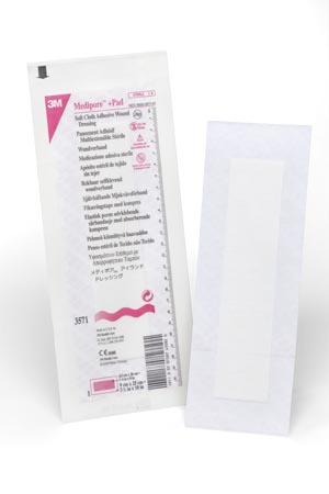 Adhesive Dressing 3M™ Medipore™ 3-1/2 X 10 Inch Soft Cloth Rectangle White Sterile