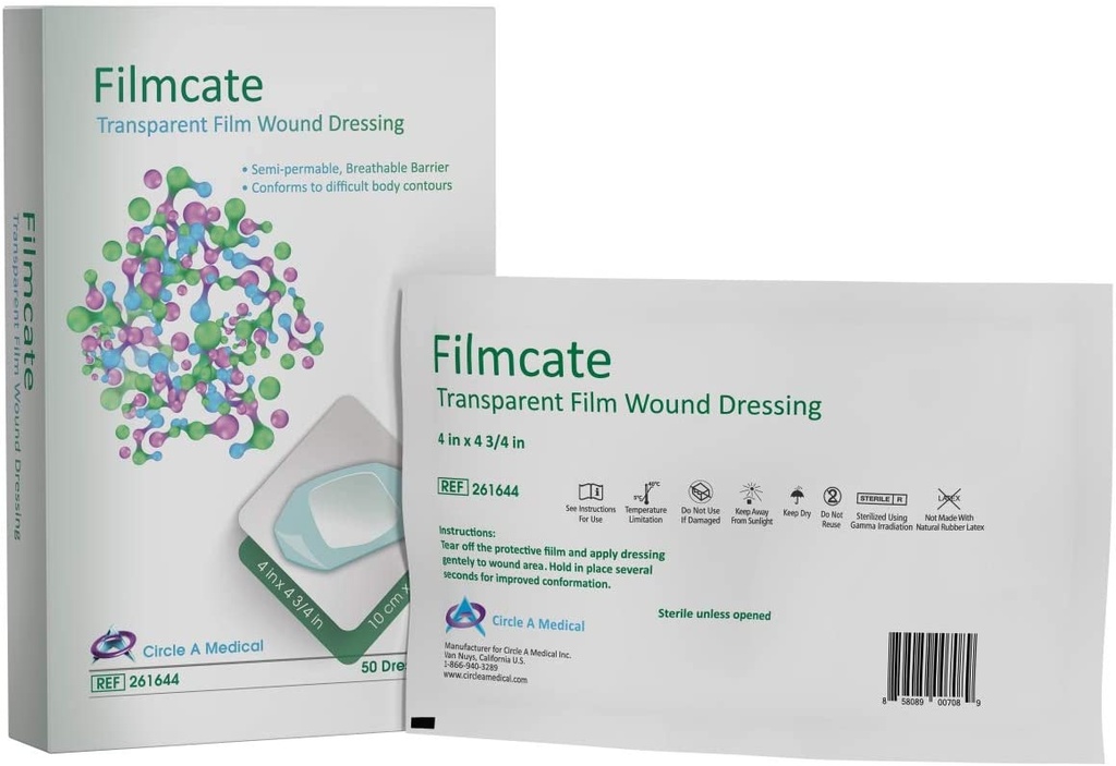 Filmcate Transparent Adhesive Dressing, 4&quot; x 4¾&quot;, 50/bx