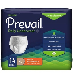 [FIQ-PV-514] Unisex Adult Absorbent Underwear Prevail® Daily Underwear Pull On with Tear Away Seams X-Large Disposable Moderate Absorbency