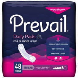 [FIQ-PV-916/1] Bladder Control Pad Prevail® Daily Pads 11 Inch Length Heavy Absorbency Polymer Core One Size Fits Most Adult Female Disposable