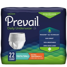 [FIQ-PV-511] Unisex Youth Absorbent Underwear Prevail® Daily Underwear Pull On with Tear Away Seams Small Disposable Moderate Absorbency